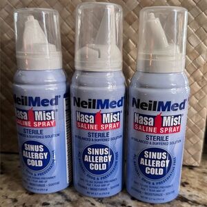 New LOT OF 3 NEILMED NASAMIST SALINE SPRAY ALLERGY & SINUS BOTTLE NASA MIST